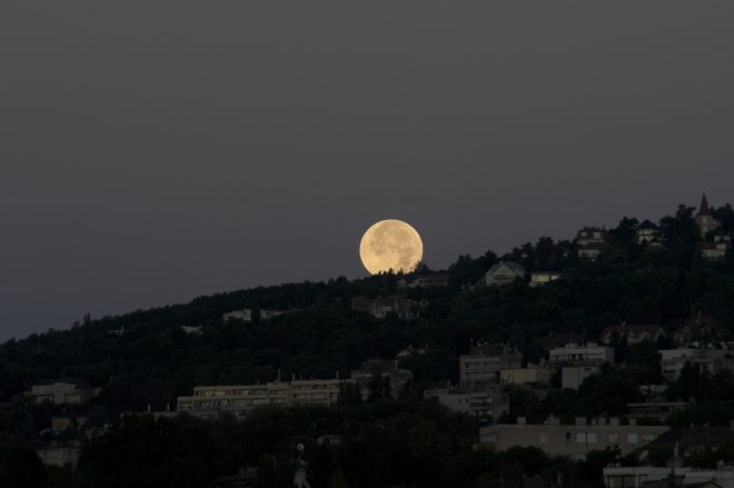 Moon over hill