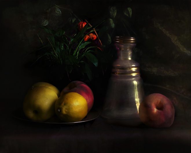 Nature morte fruits et carafe