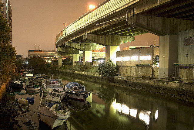Boats under the highway